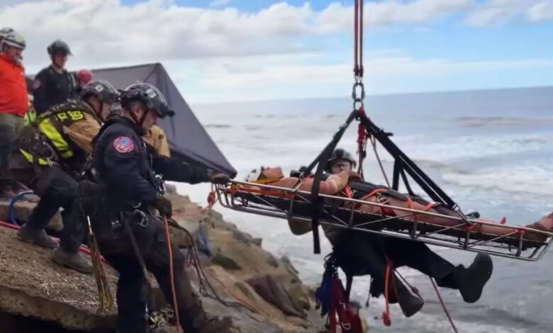 Man trapped for days in San Diego cliffside crevasse dramatically rescued