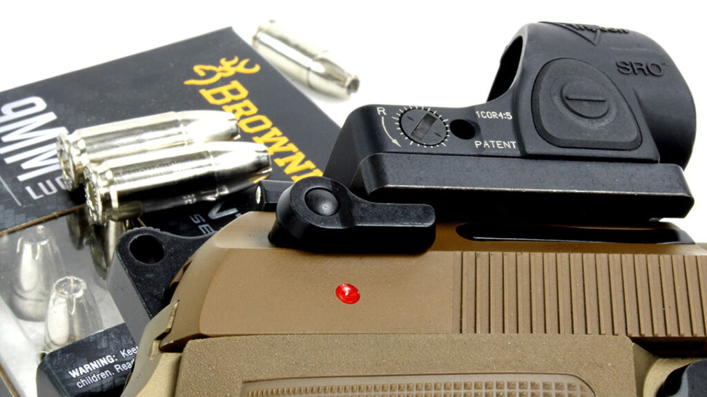 The author mounted a Trijicon SRO.