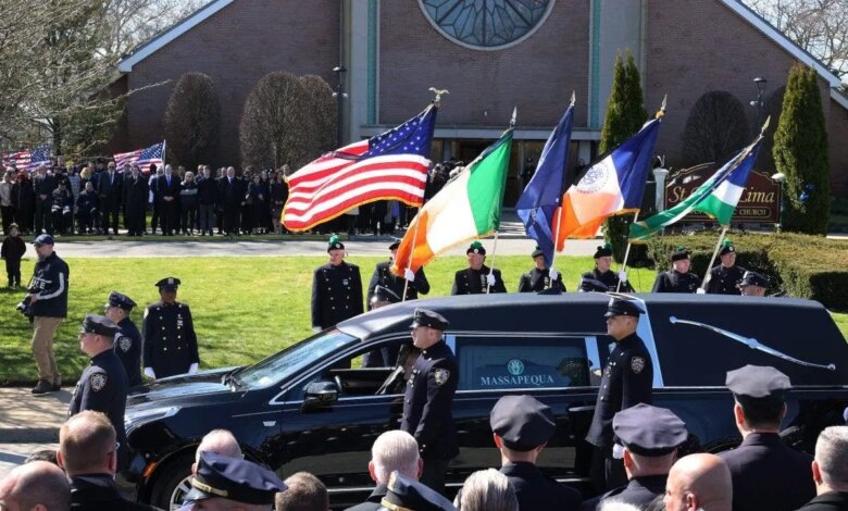 Wife of slain NYPD officer Jonathan Diller delivers emotional eulogy as thousands attend funeral