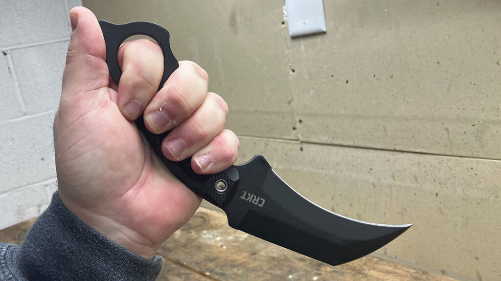 The author with the CRKT Du Hoc karambit.