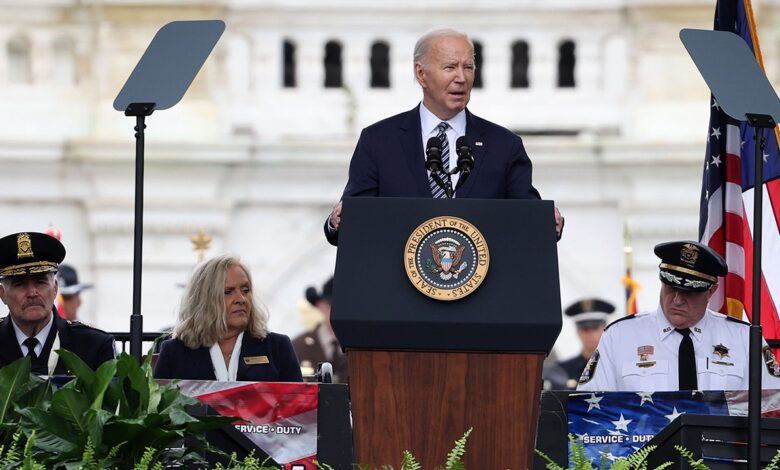 Biden highlights police funding, gun control efforts at National Peace Officers’ Memorial Service