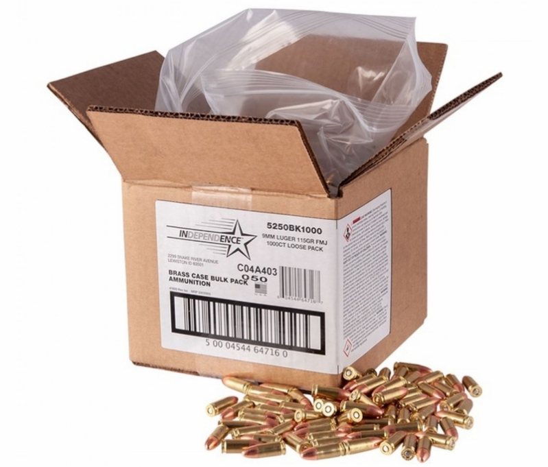 1000-round case of 9mm ammunition