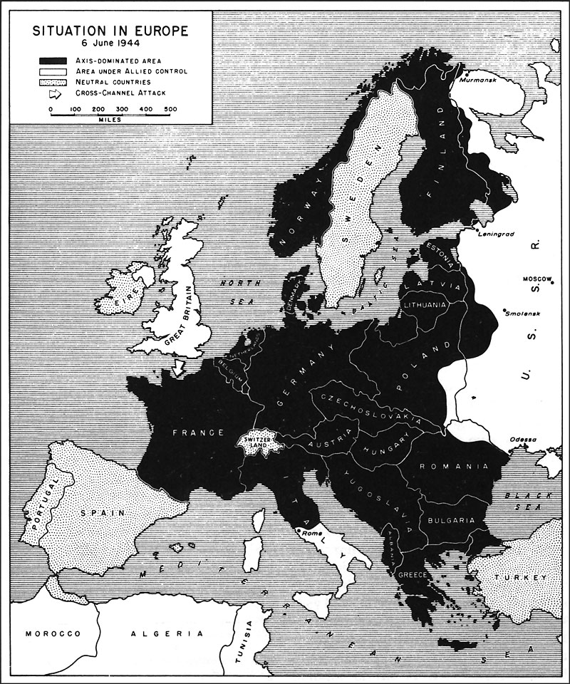 European strategic situation on June 6, 1944, map