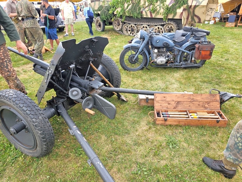 German artillery and motorcycle.
