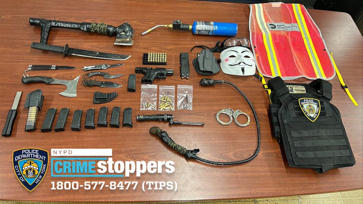 seized weapons placed on desk