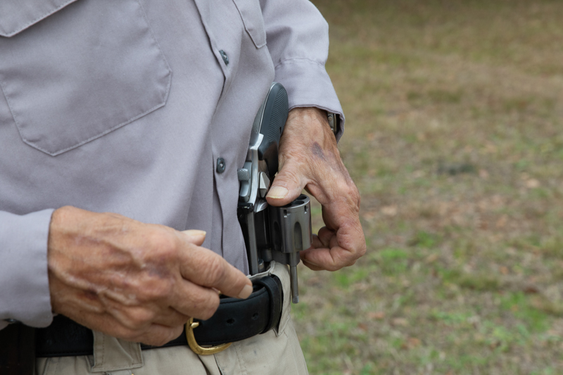 open revolver in waistband