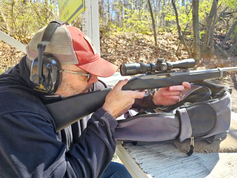 Shooting the 10/22 on the range.