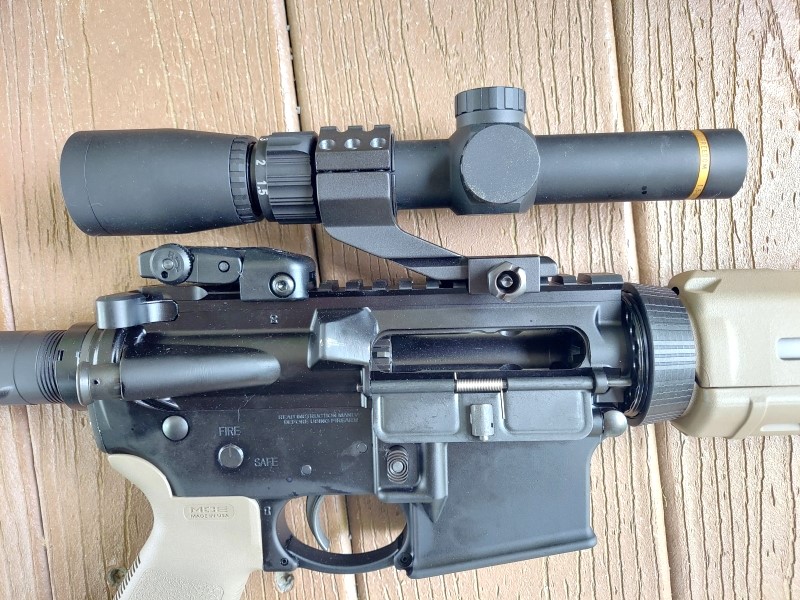 Magpul rear BUIS folded underneath a Leupold scope.