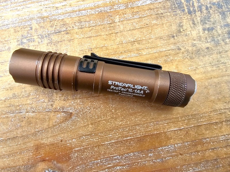 A Streamlight flashlight.