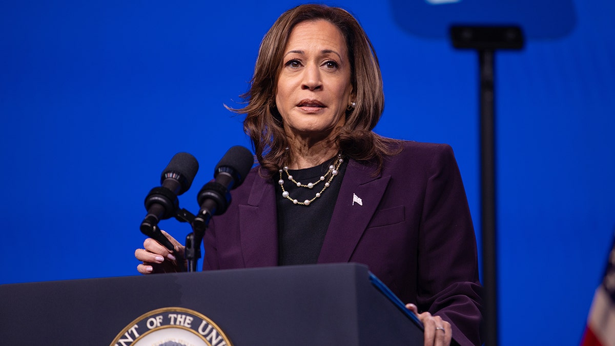 Kamala Harris at a podium