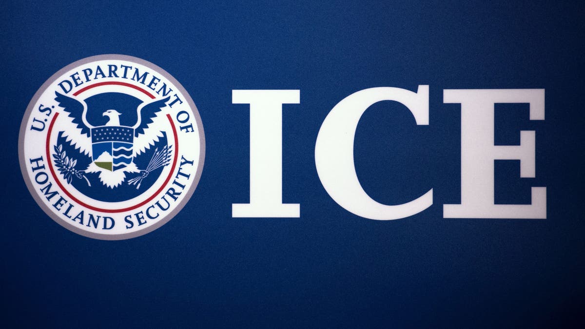 Immigration and Customs Enforcement seal next to the letters ICE