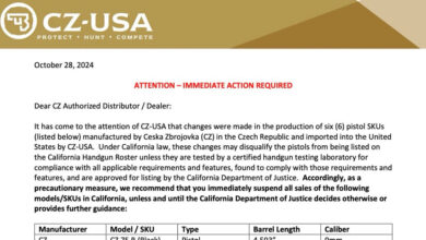 CZ Pistols Face California Compliance Review: Temporary Sales Suspension Recommended