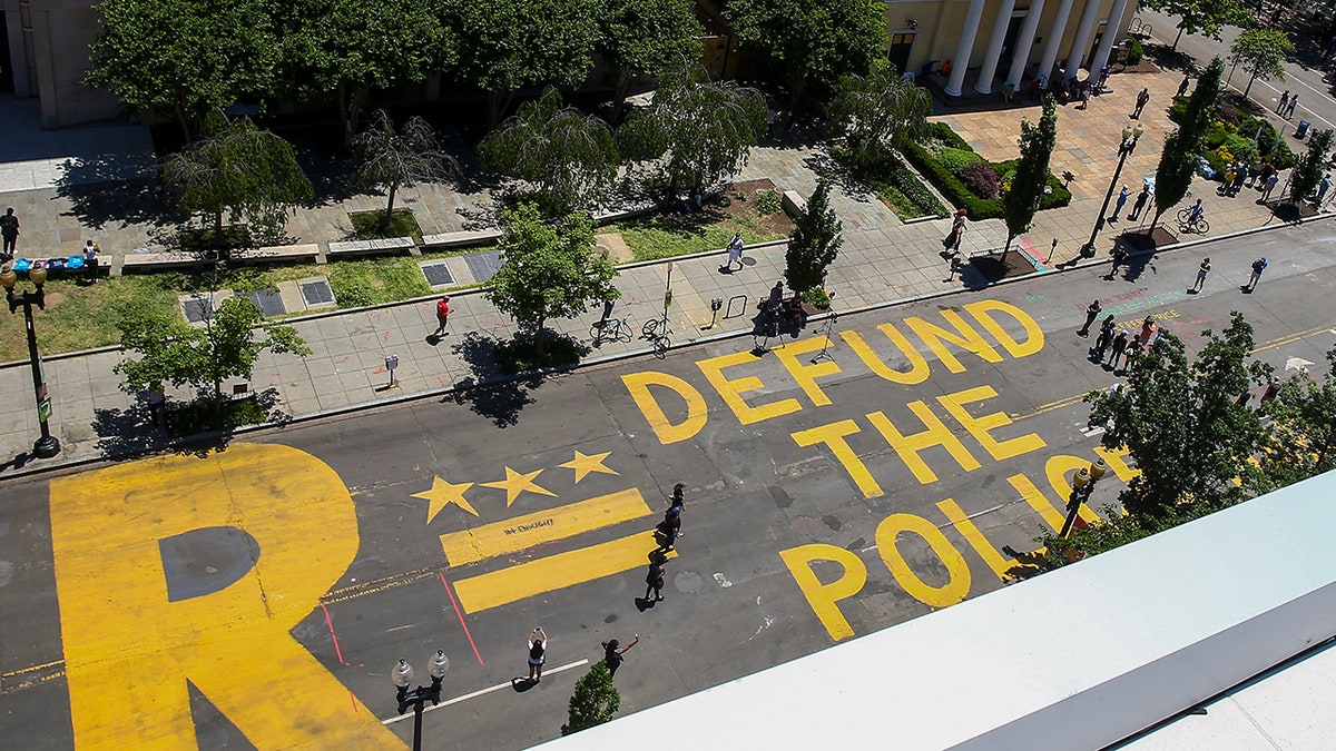 Defund the Police painted on road