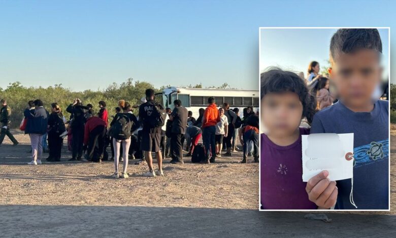 Young siblings discovered with address on piece of paper among massive group of illegals at border