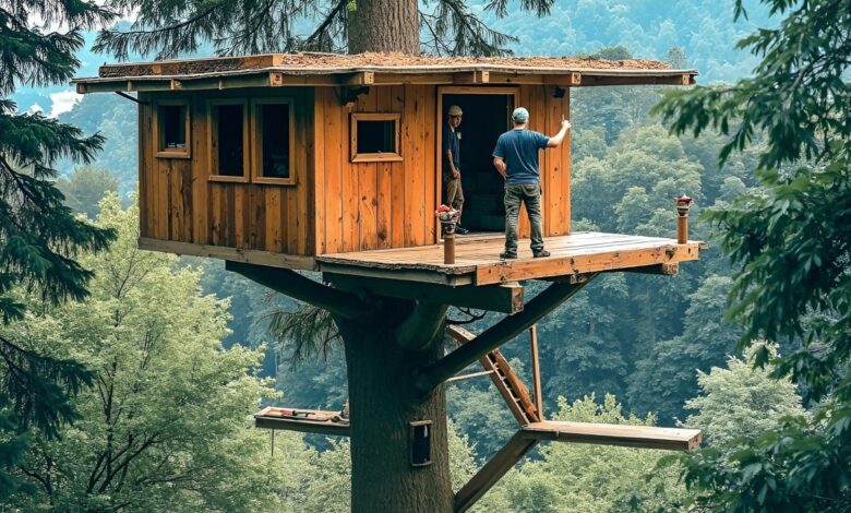 Man Builds Fortress Treehouse to Defend Against Wild Predators! Start to Finish Build @TheUninator