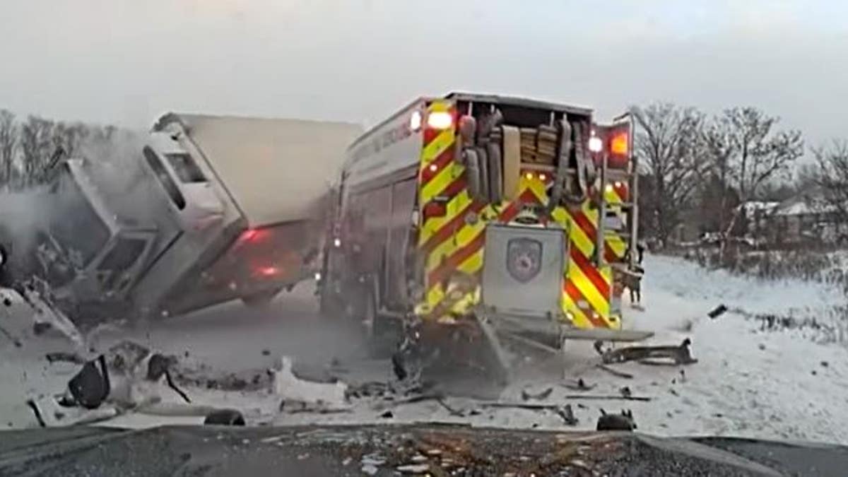 Truck flipping on its side