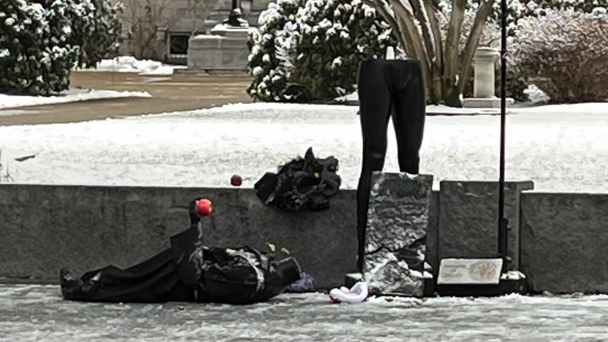 destroyed Satanic Temple display in Concord, NH