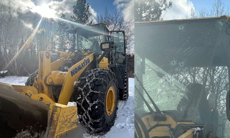 Homeowner Uses Firearm to Stop Man in Front-End Loader Destroying Vehicles and Attempting to Ram Their Home