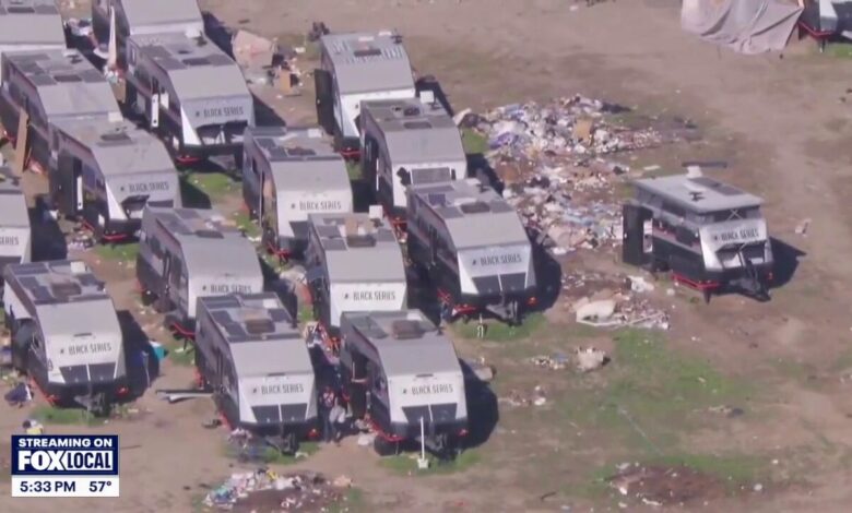 Massive RV parking lot in California city taken over by homeless squatters Massive RV parking lot in California city taken over by homeless squatters