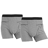 LUEXBOX Pocket Underwear for Men with Secret Hidden Pocket, Travel Boxer Briefs, Small Size 2 Packs (Gray)