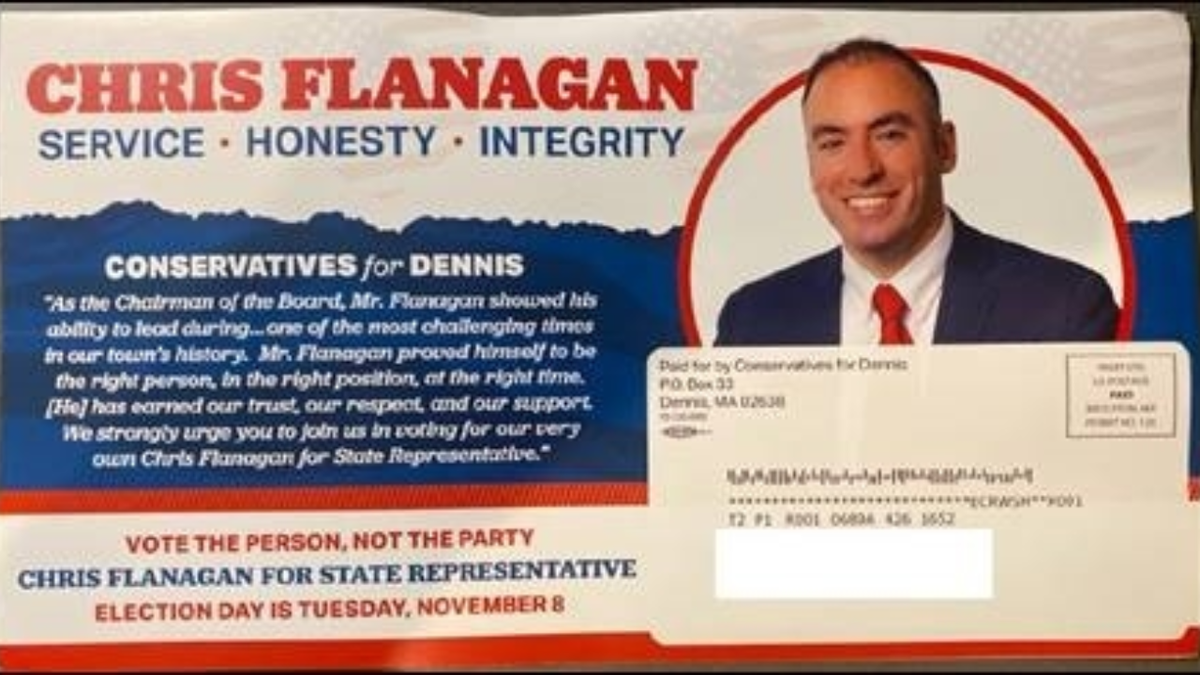 Pictured is a campaign mailer allegedly sent by Christopher Flanagan