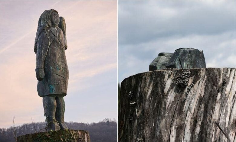 Melania Trump statue sawed off at the ankles and stolen in Slovenia Melania Trump statue sawed off at the ankles and stolen in Slovenia