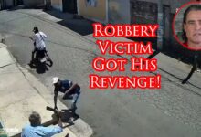 Robber Loses His Gun To Machete-Wielding Defender!