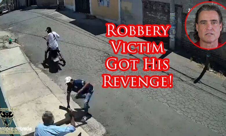 Robber Loses His Gun To Machete-Wielding Defender!