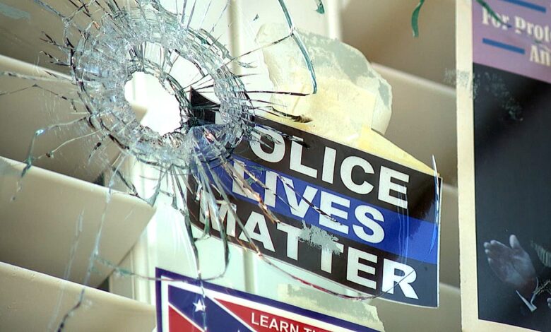 Blue city resident vows to keep pro-Trump political displays on home despite second shooting attack Blue city resident vows to keep pro-Trump political displays on home despite second shooting attack