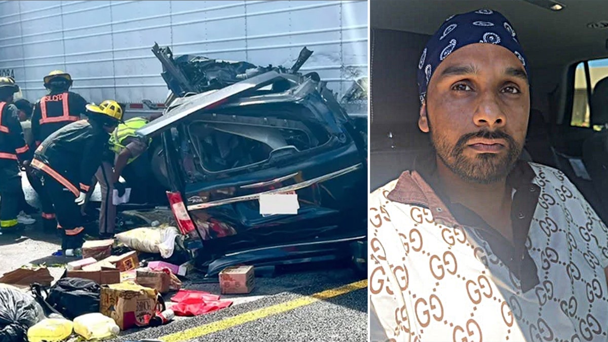Singh next to Florida deadly crash scene