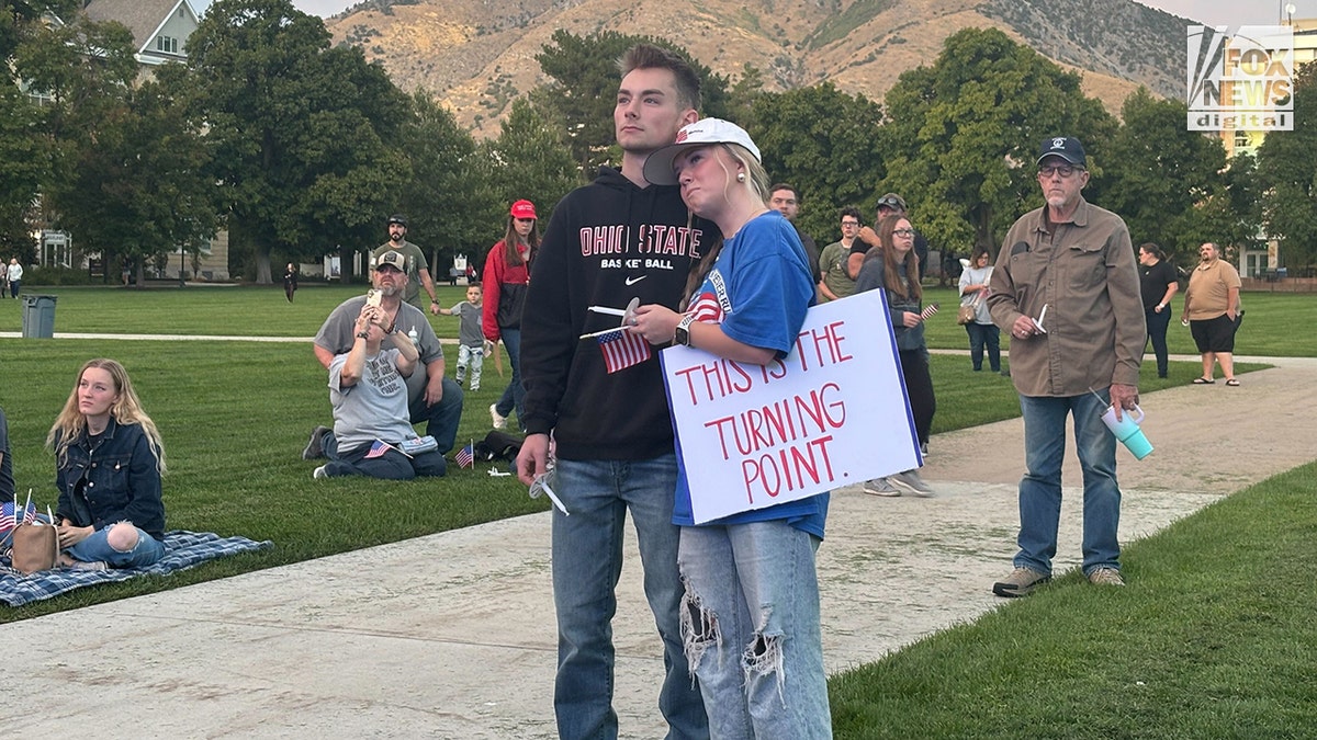 A vigil for Charlie Kirk at Utah State University
