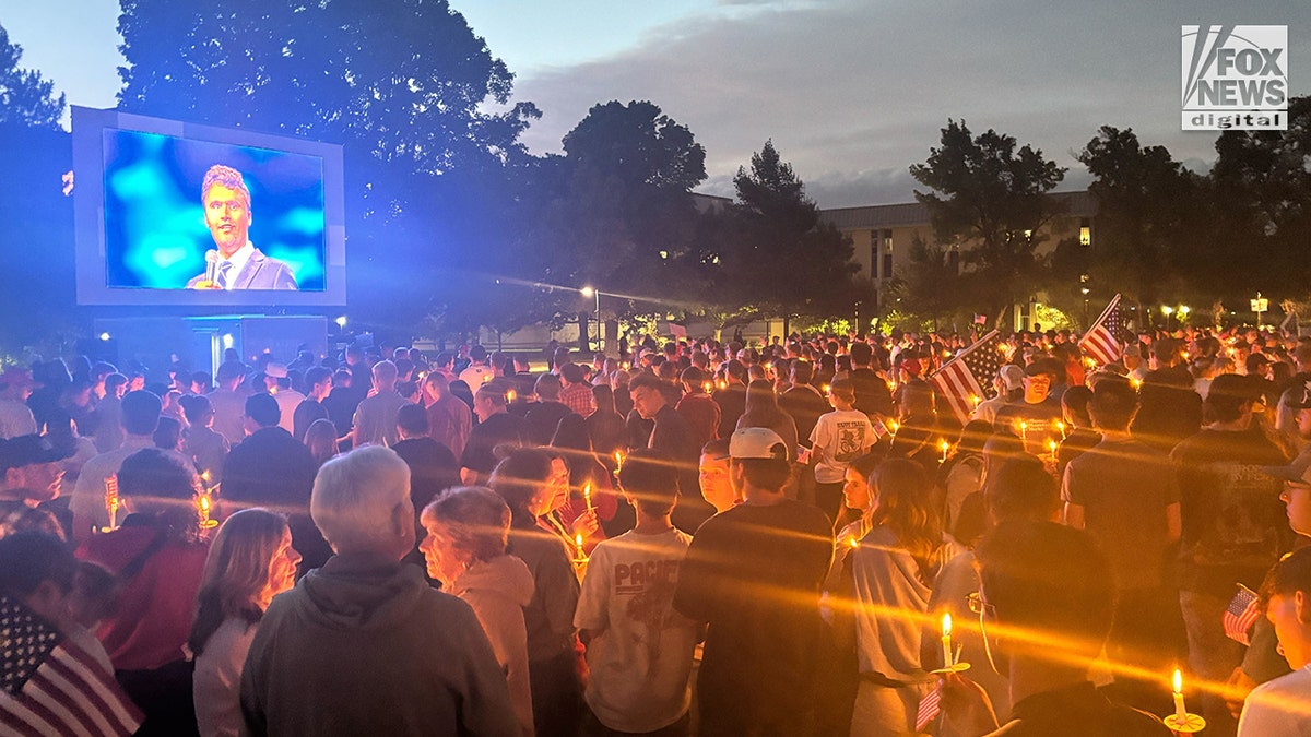 A vigil for Charlie Kirk at Utah State University