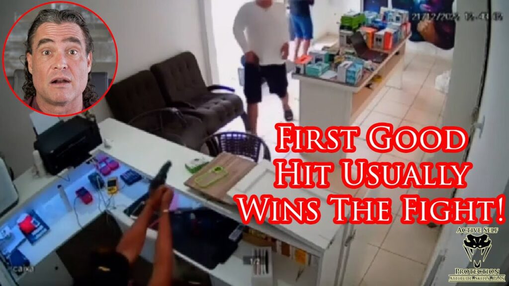 Defender Struggles to Get Fight Stopping Hits During Armed Robbery