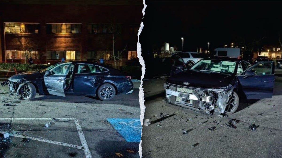 A damage Border Patrol vehicle. 
