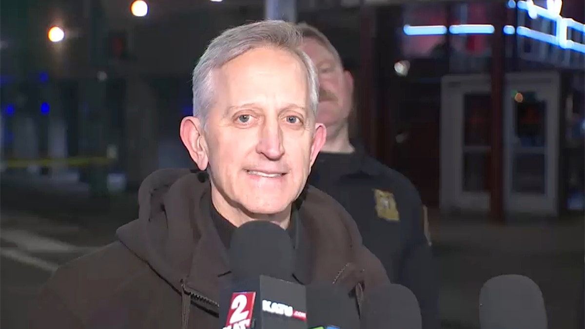 Portland Mayor Keith Wilson speaks at press conference