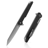FLISSA Kyne Folding Knife, Pocket Knife with D2 Steel Blade, G10 Handle, Pocket Clip, Lightweight for Camping, Tactical, Hiking, Hunting, EDC, Daily Use, Outdoor Activities(Black)