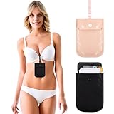 2 Pieces Travel Bra Wallet for Women Hidden Bra Wallet Pickpocket Proof Under Clothes Money Belt Pouch Secret for Passport Money Valuables(4 x 5.4 Inch,Black, Pink)