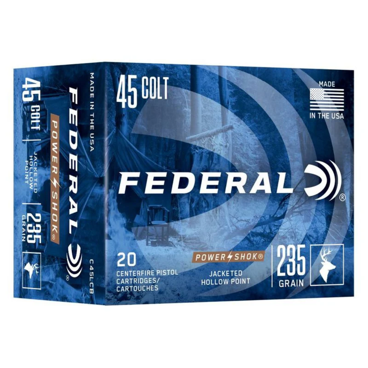 Federal Power-Shok .45 Long Colt Ammo 235gr JHP 20 Rounds