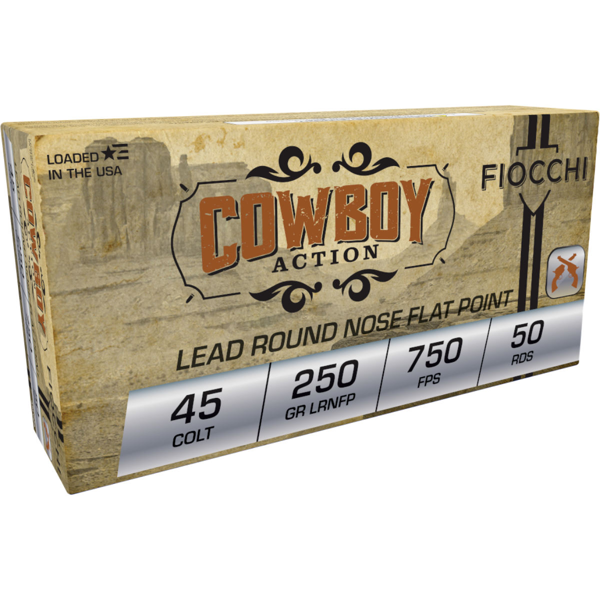 Fiocchi Cowboy Action .45 Long Colt Ammo 250gr LRNFP 50 Rounds