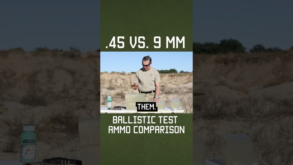 .45 vs. 9 mm Ballistic Test Ammo Comparison #shorts #military #reload