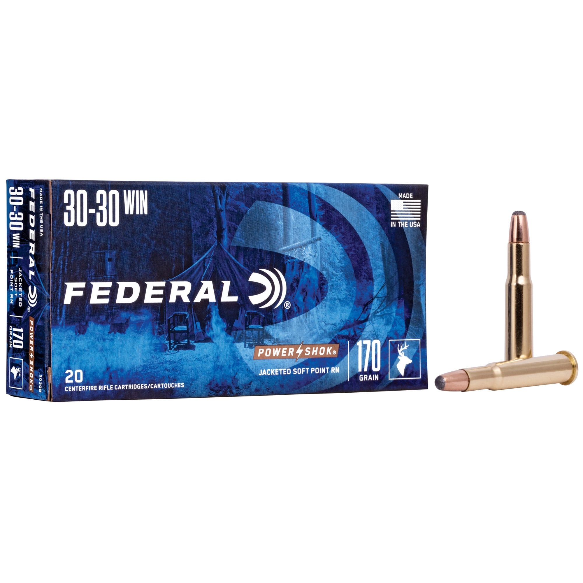 Federal Power-Shok .30-30 Winchester Ammo 170gr JSP 20 Rounds