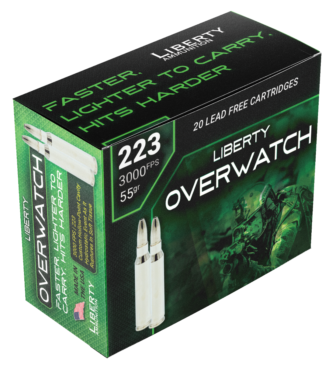Liberty Ammunition OverWatch .223 Remington Ammo 55gr HP 20 Rounds