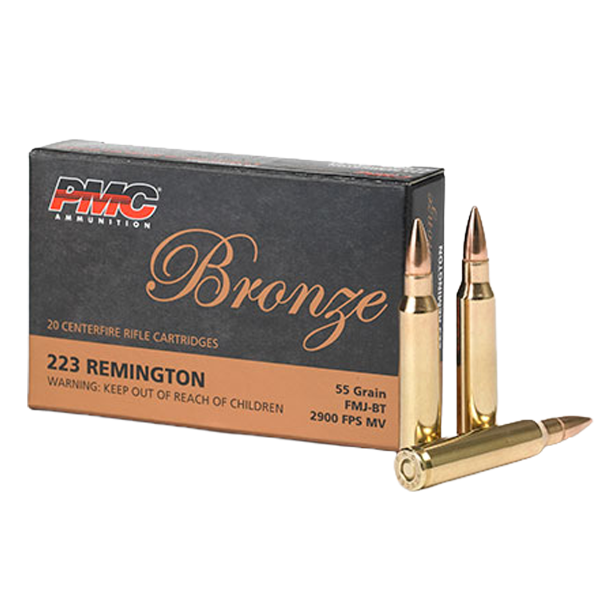 PMC Bronze .223 Remington Ammo 55gr FMJBT 20 Rounds