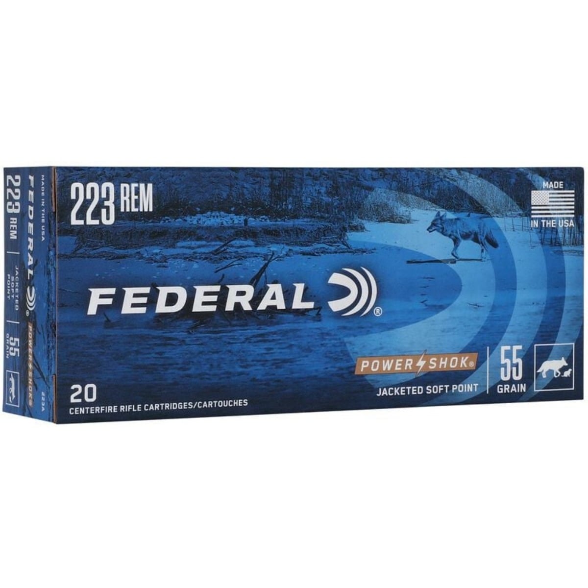 Federal Power-Shok .223 Remington Ammo 55gr JSP 20 Rounds